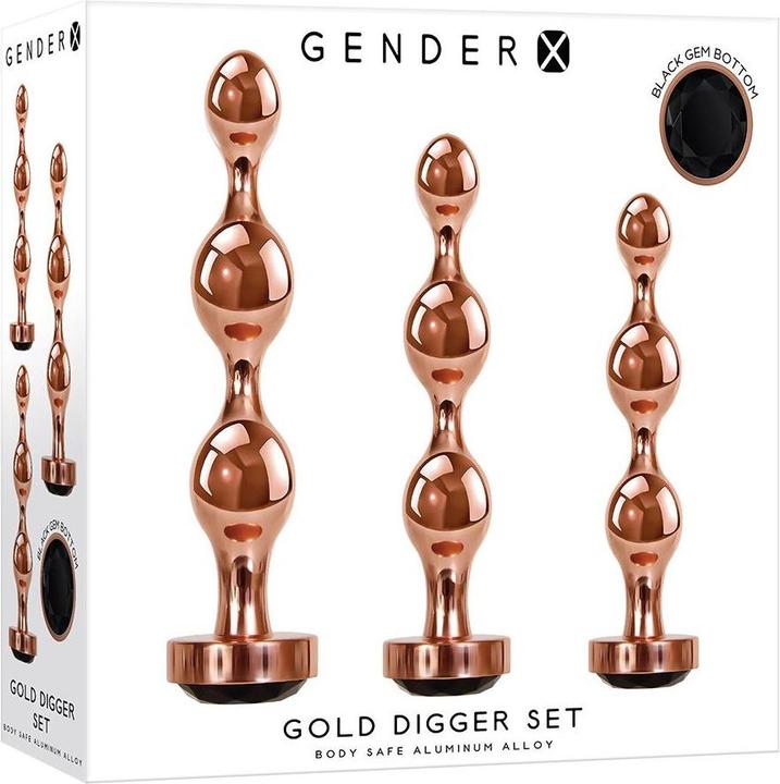 Produktbild Gender X Evolved Novelties - - Gold Digger Set -Anal Plugs (3 Piece) - Rose Gold - Black Gem Bottom
