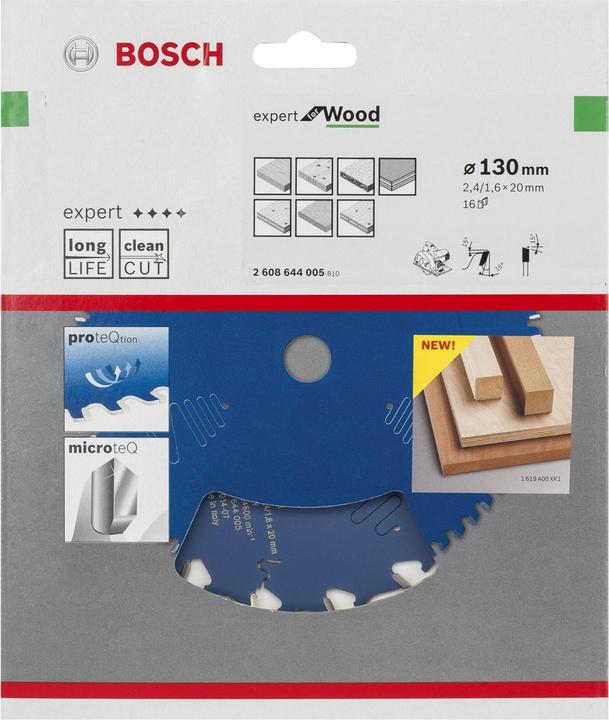 Produktbild Bosch Professional Zubehör Kreissägeblatt Expert for Wood, 130 x 20 x 2,4 mm, 16