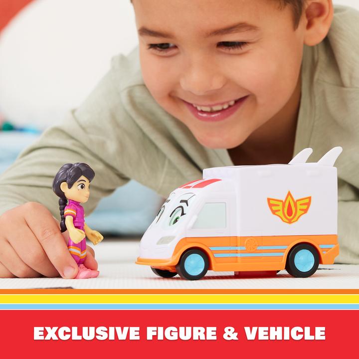 Immagine prodotto Spin Master Disney Junior Firebuds, Violet e Axl, action figure e ambulanza giocattolo con movimento degli occhi