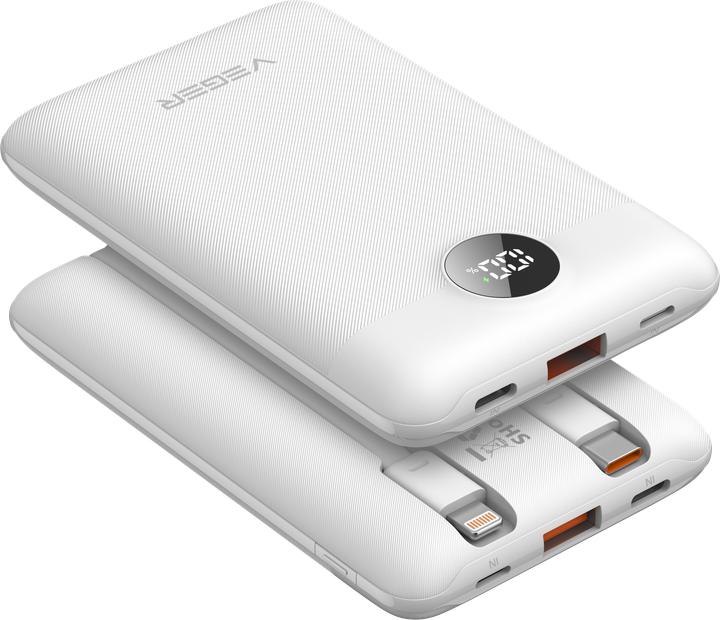 Actual product image Veger C11 VG-W1170 PowerBank 10000mAh smallest PD20W with cables bulit-in (10000 mAh, 22.50 W, 38.50 Wh)