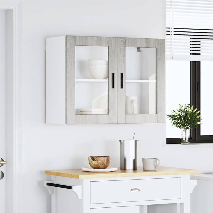 Image du produit VidaXL Armoire suspendue de cuisine avec porte en verre Porto Gris Sonoma Armoire murale de cuisine (80 x 31 x 60 cm)