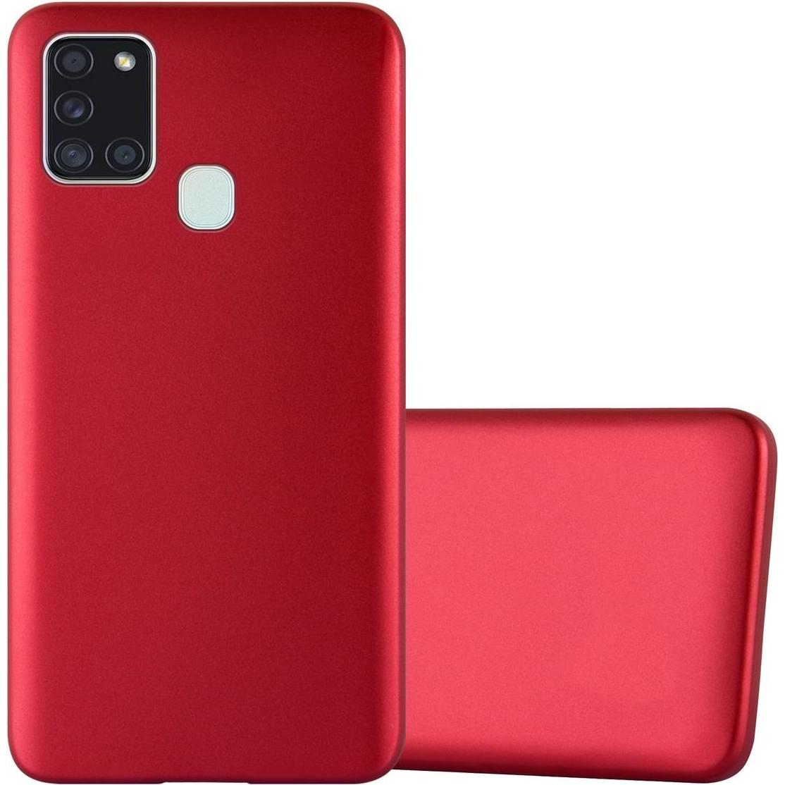 Cadorabo TPU Matt Metallic Cover (Samsung Galaxy A21s), Smartphone Hülle, Rot