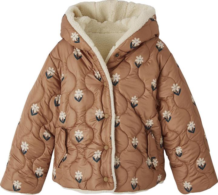 Actual product image Vertbaudet Wendbare Mädchen Kapuzen-Steppjacke mit Teddyfleece, Wattierung Recycling-Polyester (134)