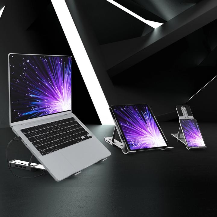 Image du produit j5Create JTS223-N Laptop Stand with USB™ 4-Port Hub, Wired, USB 3.2 Gen 1 (3.1 Gen 1) Type-C, Grey (USB-C, 1 Ports)