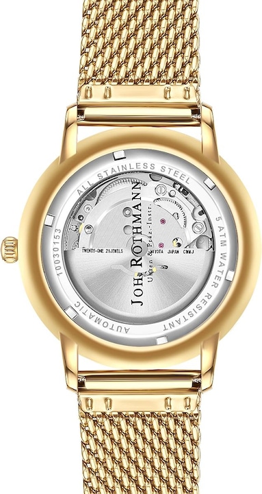 Produktbild John Rothmann Herren Automatikuhr Classic Edelstahl Gelbgold - 26869 (Analoguhr, 38.50 mm)