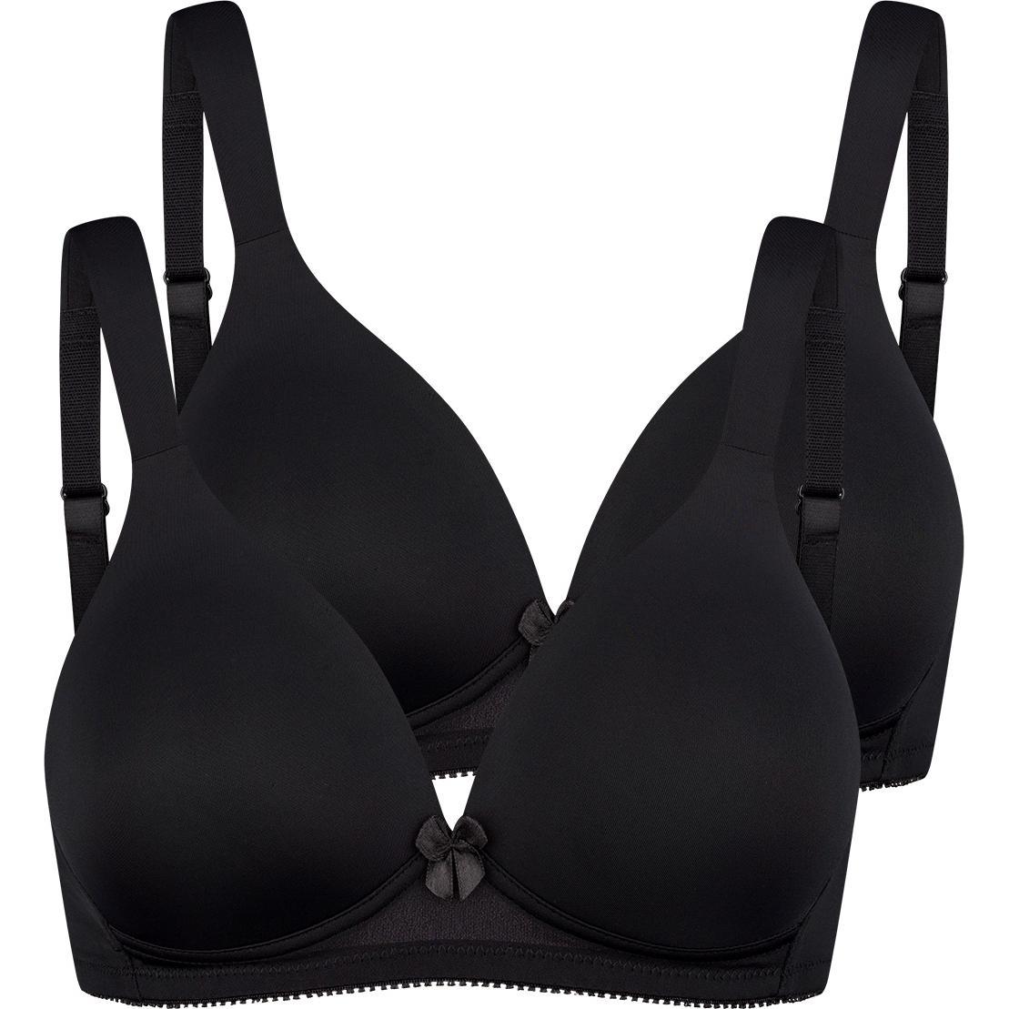 Naturana, BH, 2er Pack Basic Schalen-BH ohne Bügel, Schwarz, (95 A, 2er Pack)