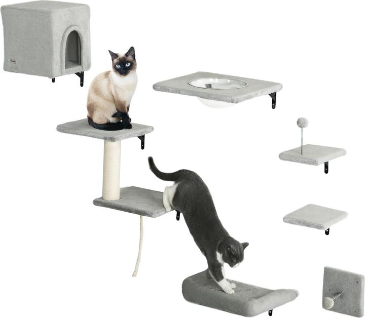 Produktbild PawHut Kletterwand Set (Grau+Cremeweiss)