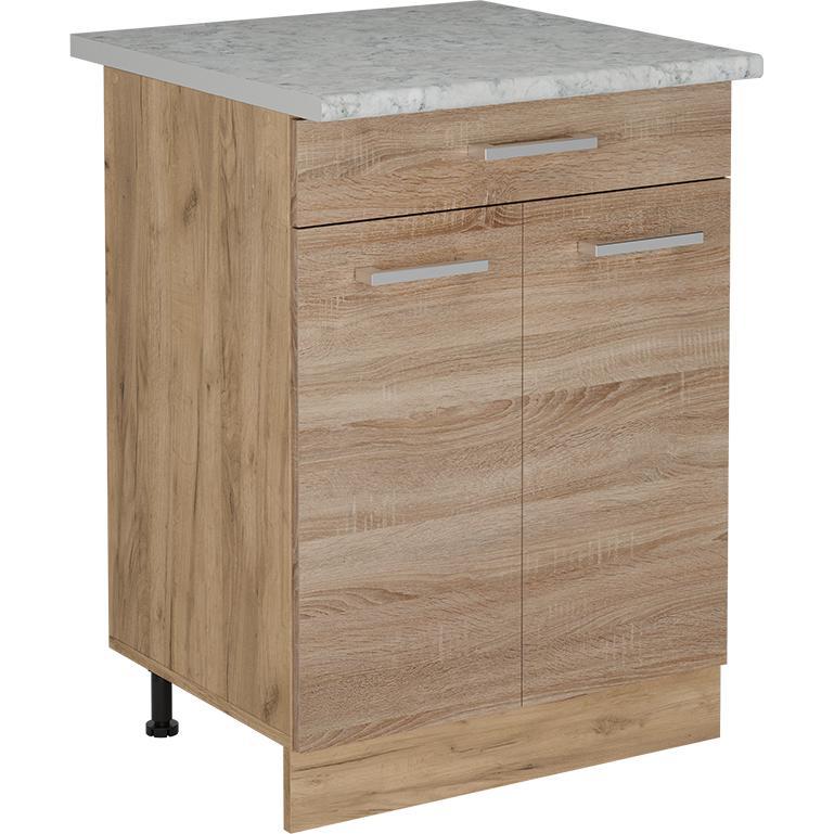 Vicco, Regal, Küchenunterschrank R-Line, Sonoma/Goldkraft Eiche, 60 cm AP Marmor