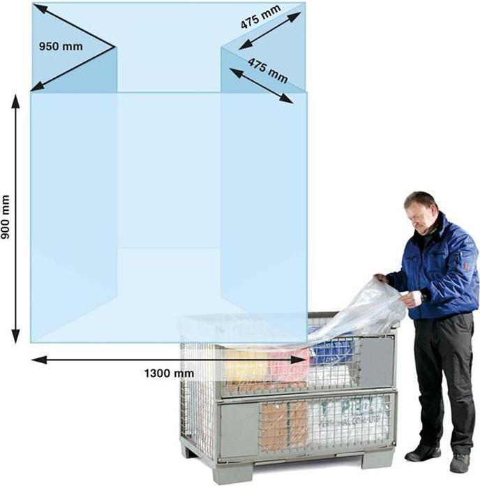 Actual product image Transpak Side gusset bag dimensions (W+SFxL) 1300+950x900mm thickness 90µ LPDE short for mesh box (50 Piece)