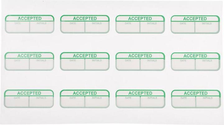 Actual product image RS PRO Grn write-on label 'ACCEPTED',40x15mm