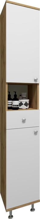 VCM Wooden Bathroom Furniture Tall Cabinet Bathroom Cabinet Bathroom Drawer Shelf Nilosi (30 x 31 x 185 cm)