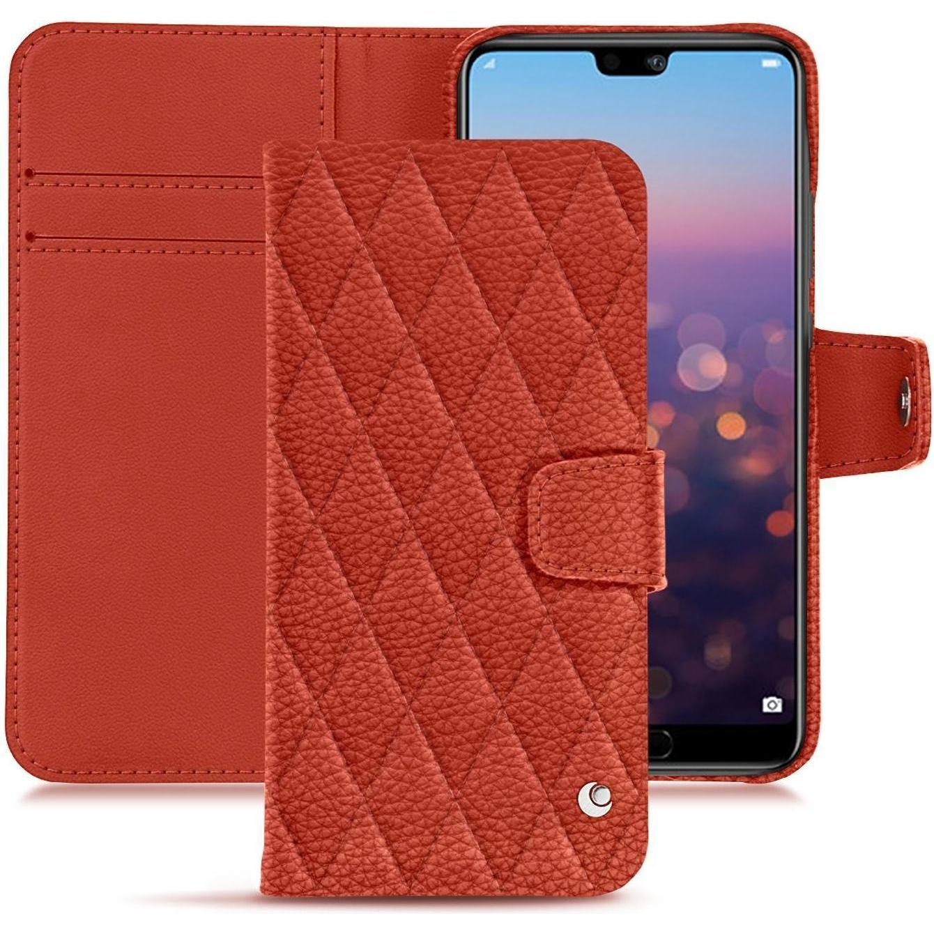 Noreve Lederschutzhülle Wallet (Huawei P20 Pro), Smartphone Hülle, Orange