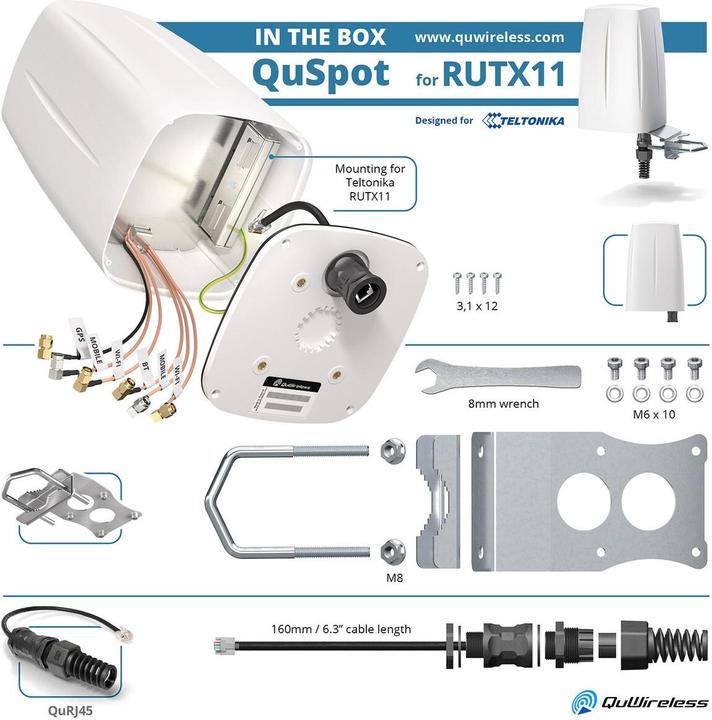 Actual product image Teltonika LTE Antenna QuSpot AX11S Outdoor Housing for RUTX11 (2G)