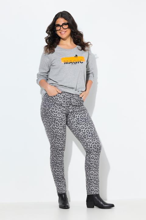 Image du produit Ulla Popken Jean Sarah motif léopard, jambe étroite et sergé stretch (54)
