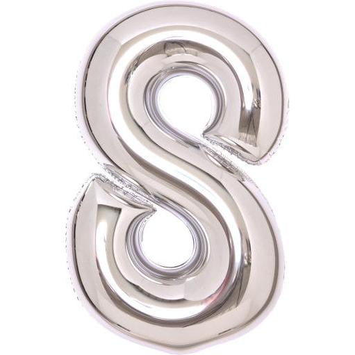 Amscan Folienballon silber, 66cm, Nummer 8