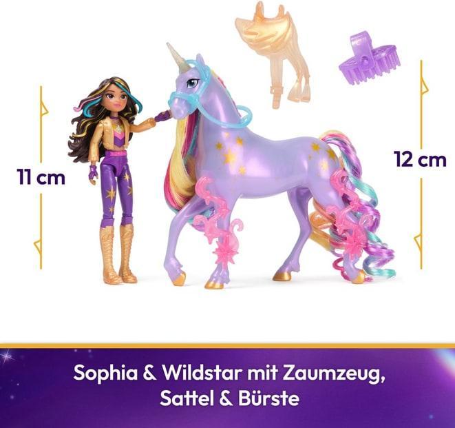 Actual product image Unicorn Academy - Sophia and unicorn Wildstar (with real mane and tail and brush)