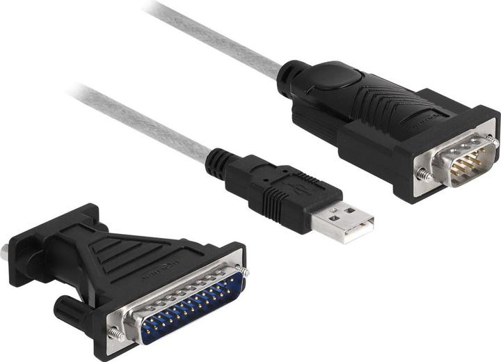 Actual product image Delock Adapter USB 2.0 Type-A to 1 x Serial RS-232 D-Sub 9 + Adapter D-Sub 25 (1.80 m)