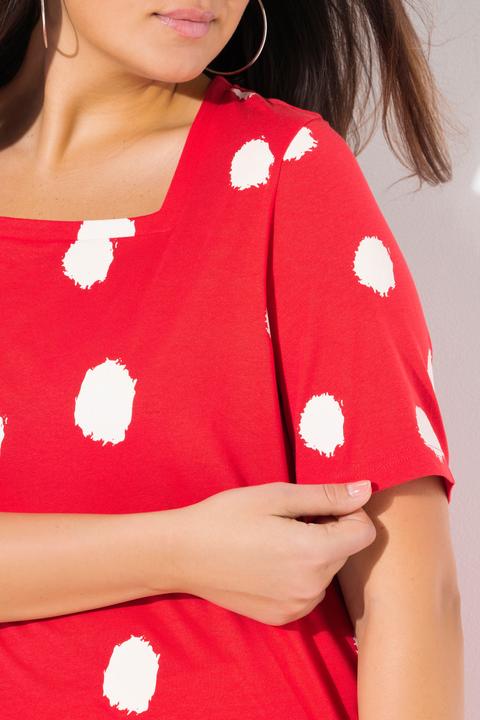 Immagine prodotto Ulla Popken Maglia dal taglio lungo e svasato con pallini, scollo rettangolare e mezze maniche (42, 44)