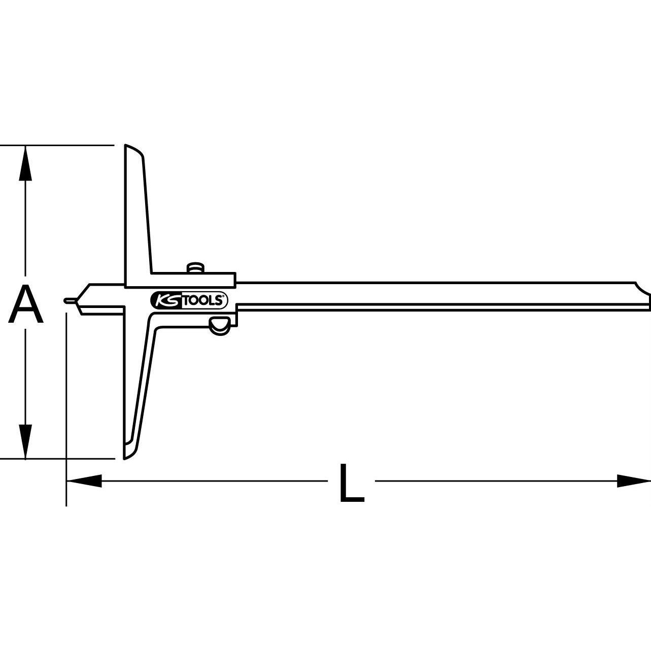 Thumbnail - KS Tools, Messlehre, Tiefenmessschieber mit Messstift. 0-200mm 300.0553 (28.10 cm)