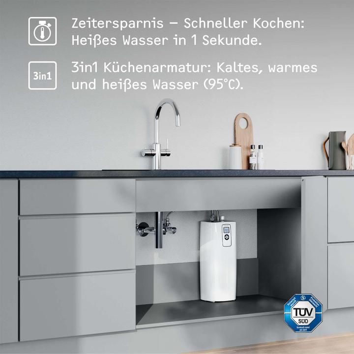 Actual product image Stiebel Eltron HOT 2.6 N Premium + 3in1 c (chrome), set with hot water appliance + tap for the kitchen, TÜV tested