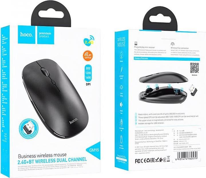 Actual product image Hoco Dual-Mode Business Universal Wireless Mouse Black