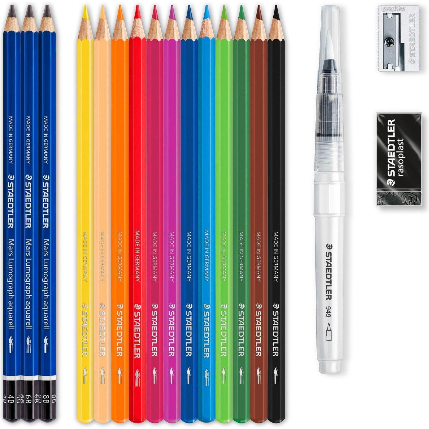 Thumbnail - Staedtler, Malstifte, Gemischtes Aquarell Set (Orange, Bordeaux, Green, Black, Dark Blue, Red, Yellow, Dark Green, Blue,...