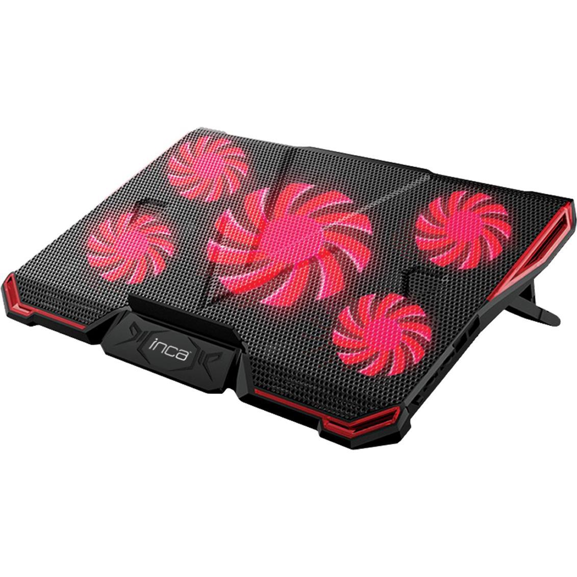 Inca RAFFREDDATORE PER NOTEBOOK DA GIOCO ARRAX 5X VENTOLA, 6 FASI, 2X USB, 13""-17, Supporto per notebook, Nero, Rosso