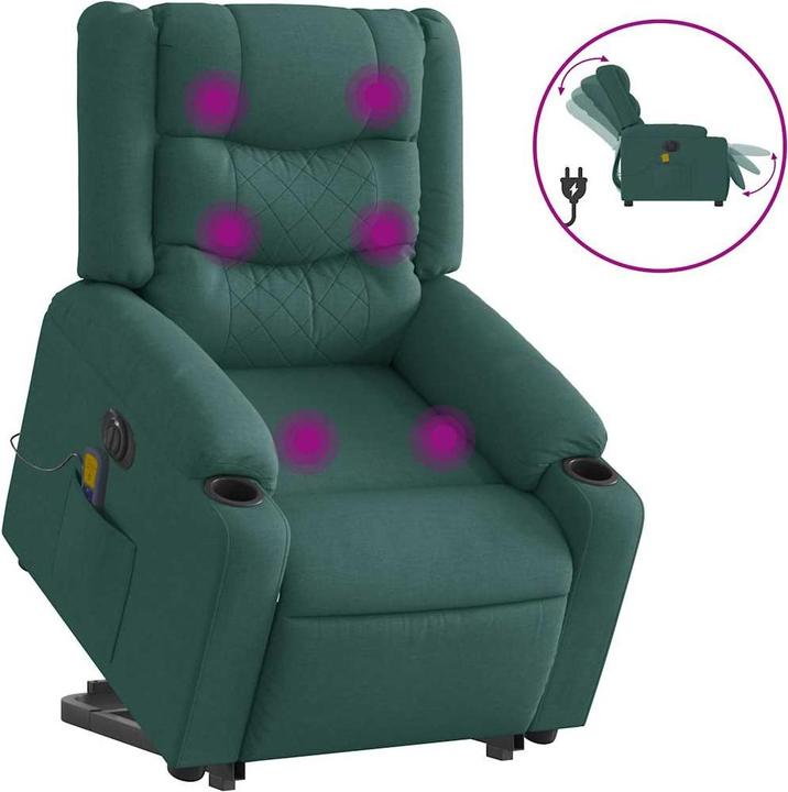 Image du produit vidaXL Fauteuil de massage électrique avec fonction releveur Vert foncé Tissu
