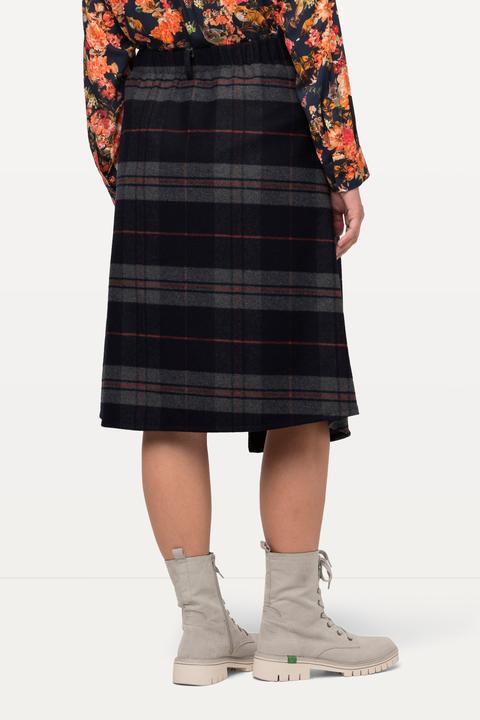 Image du produit Ulla Popken Jupe portefeuille style tyrolien, ligne en A avec ceinture confortable, motif à carreaux (46)