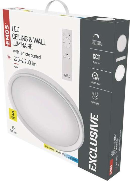 Immagine prodotto Emos Plafoniera LED, rotonda, 45W, dimmerabile, bianco caldo/neutro/freddo (2700 lm)
