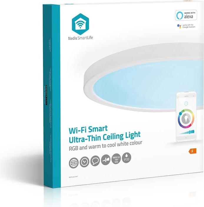 Image du produit Nedis SmartLife Plafonnier | Rond | 29 x 29 cm | Blanc chaud à blanc froid | Pleine couleur (RGB) | 1800 (1800 lm, E27)