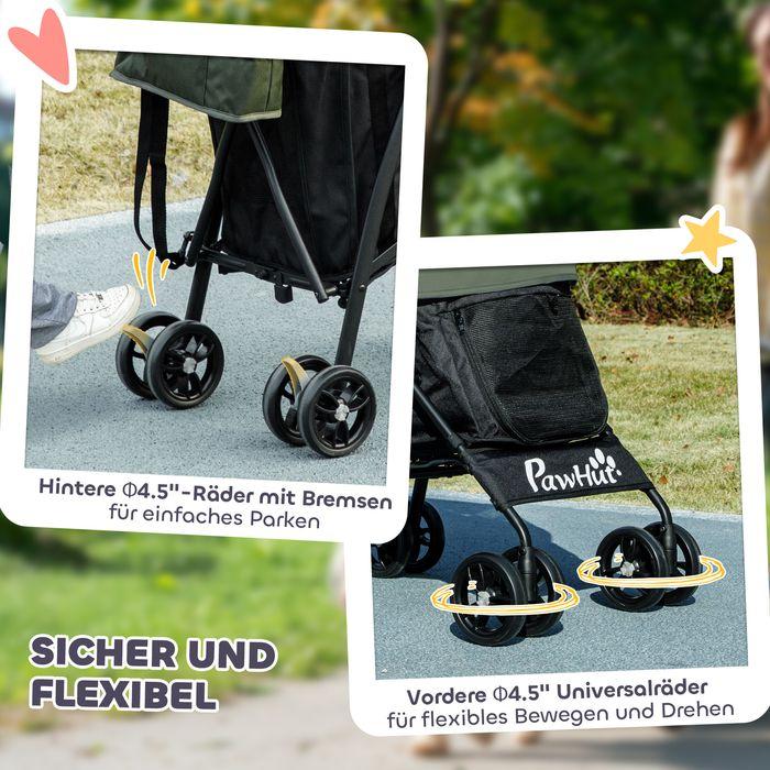 Actual product image Swisshandel24 Hundewagen Hundebuggy klappbar für Hunde & Katzen bis 4 kg Dunkelgrün (Cat, Dog, Foldable, Safety closure, Washable)