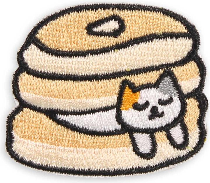 PhoneLook Sticker Aufkleber für Handy/Tablet/Computer 3D gestickt Cat in pancakes