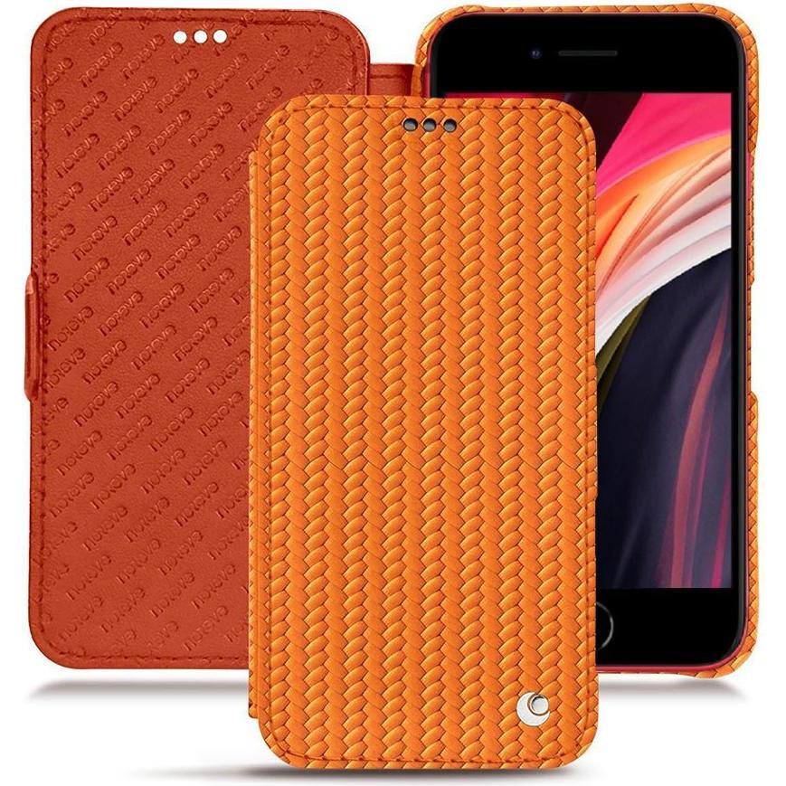 Noreve Lederschutzhülle horizontal (Apple iPhone SE (2nd Gen), Apple iPhone SE (3rd Gen)), Smartphone Hülle, Orange