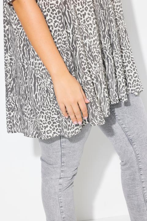 Produktbild Ulla Popken Bluse, Tiermuster, A-Linie, Carré-Ausschnitt, Halbarm (46, 48)