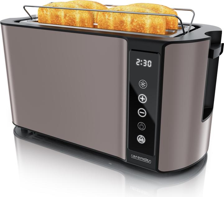 Arendo Toaster Wärmeisoliertes Doppelwandgehäuse, 2 lange Schlitze, Touch-Display, für 4 Scheiben, 1500 W