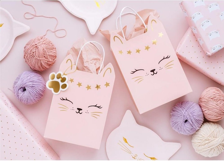 Produktbild Partydeco Geschenktüte Katze, 1 Stück, Hellrosa (Geschenktüte, 1 x)