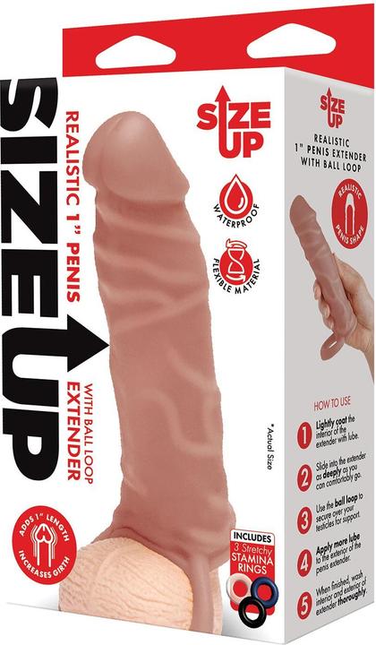 Image du produit Sizeup size up silicone realistic penis extender with ball loop tan
