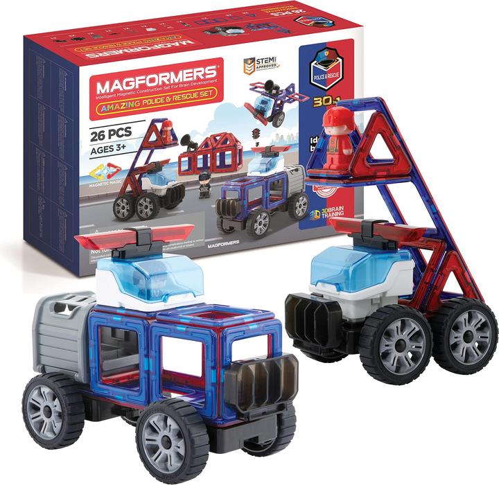 Actual product image Magformers Amazing Police Rescue set, 16 pc