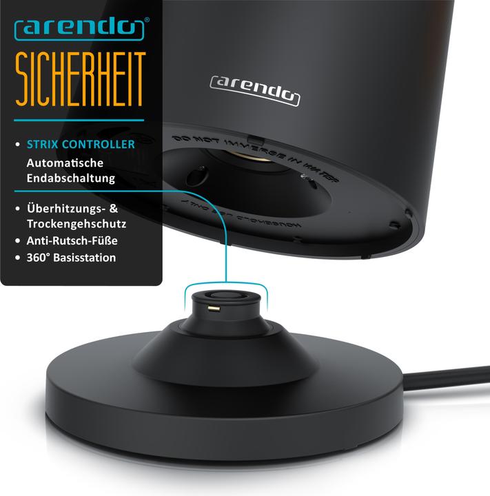 Actual product image Arendo Stainless steel kettle 1.5 L, 2200 W, temperature setting 45°C-100°C, keep warm function, black (1.50 l)