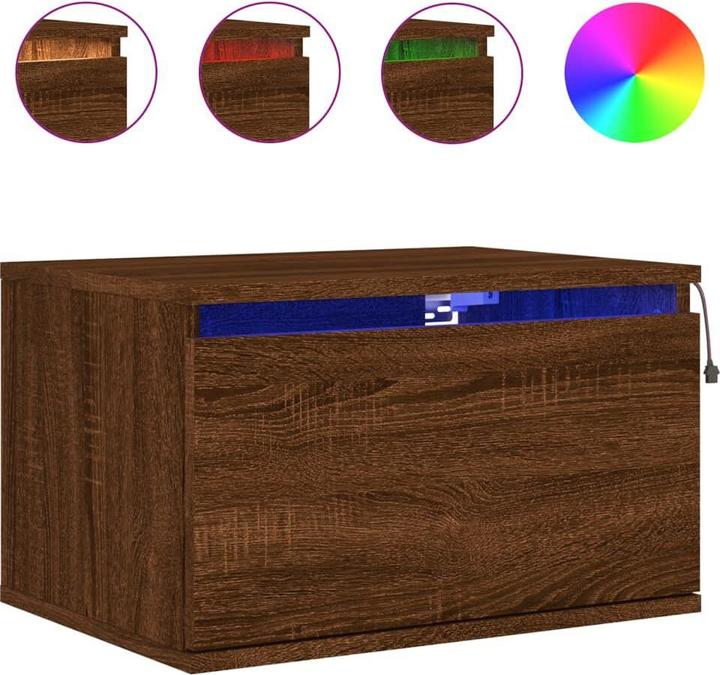 Image du produit vidaXL Table de chevet murale avec lampes LED Chêne brun,Couleur (50 x 36 x 30 cm)