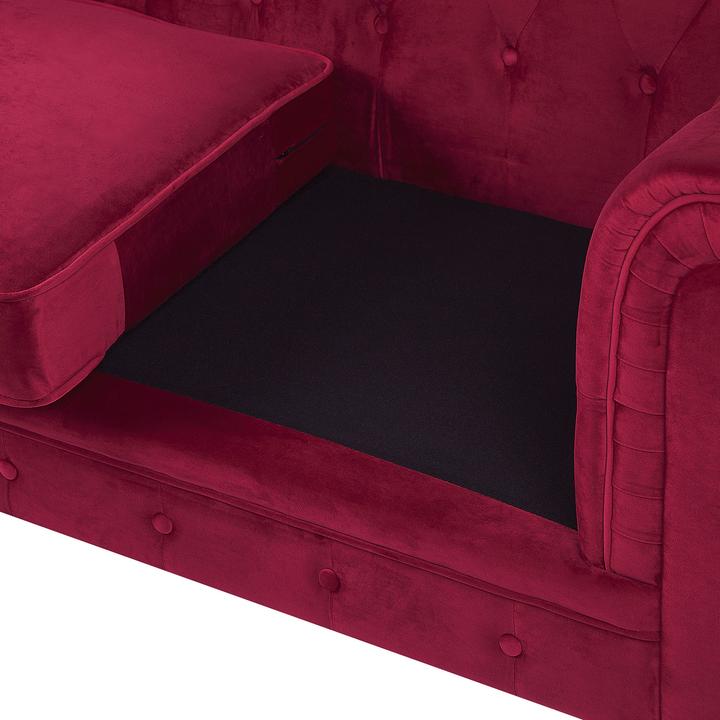 Produktbild Beliani Sofa Set Samtstoff dunkelrot 4-Sitzer CHESTERFIELD (Chesterfield)