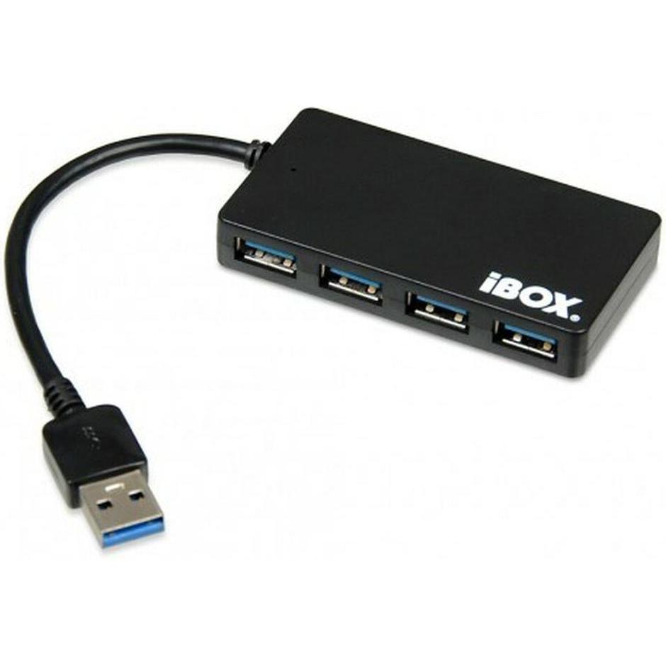 iBox USB 3.0 Slim Hub (USB-A, 4 porte), Docking station + Hub USB, Nero