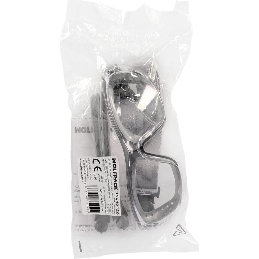 Wolfpack-Tires Gepolsterte Schutzbrille mit klaren Gläsern und Bügeln oder Gummi (15040420)