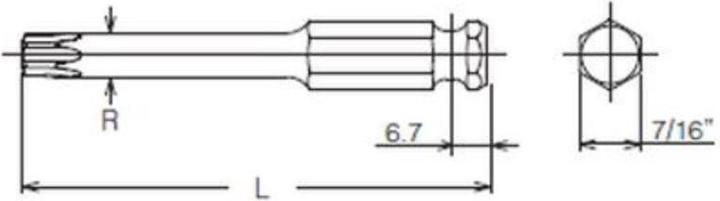 Actual product image Koken TORX-Bit-Satz mit 7/16"-Antrieb, Grössen T25-T60 + 3 Adapter (T25)