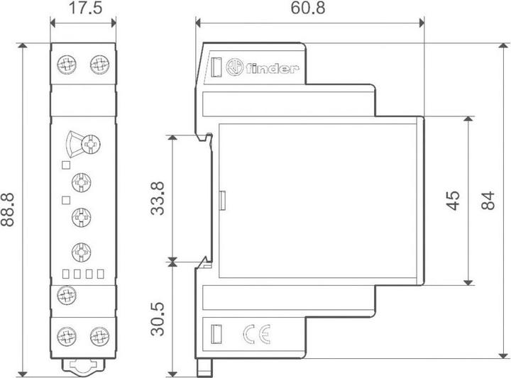 Produktbild Finder Voltage monitoring relay 220-240V ac,1P