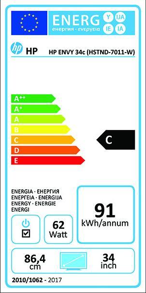 Energy Label HP Envy 34c (3440 x 1440 pixels, 34")