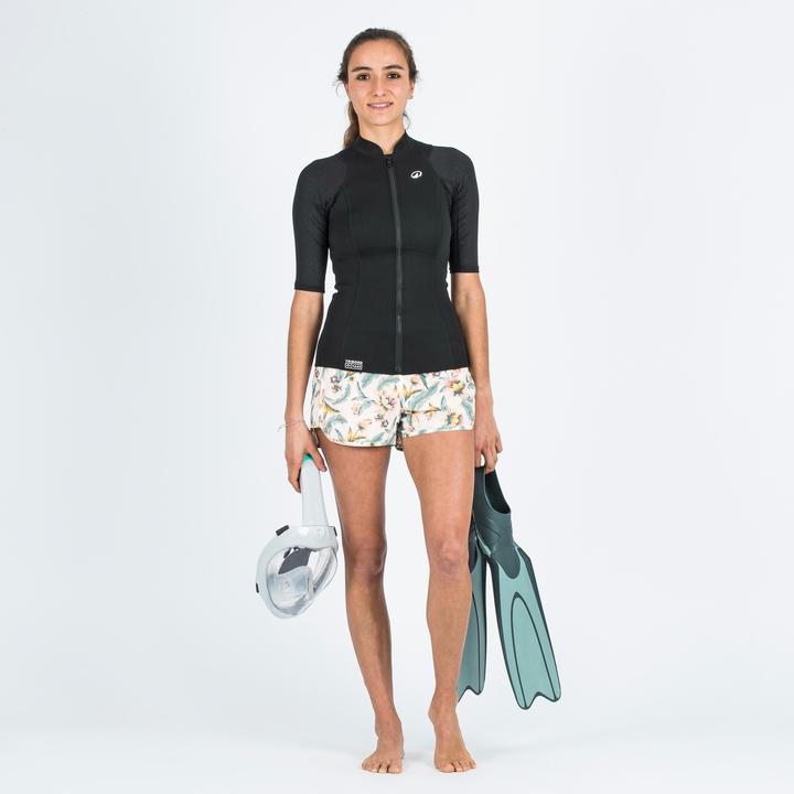 Actual product image Subea YULEX100 women's swim top UV protection 1.5 mm short sleeve - black (1 mm, S)