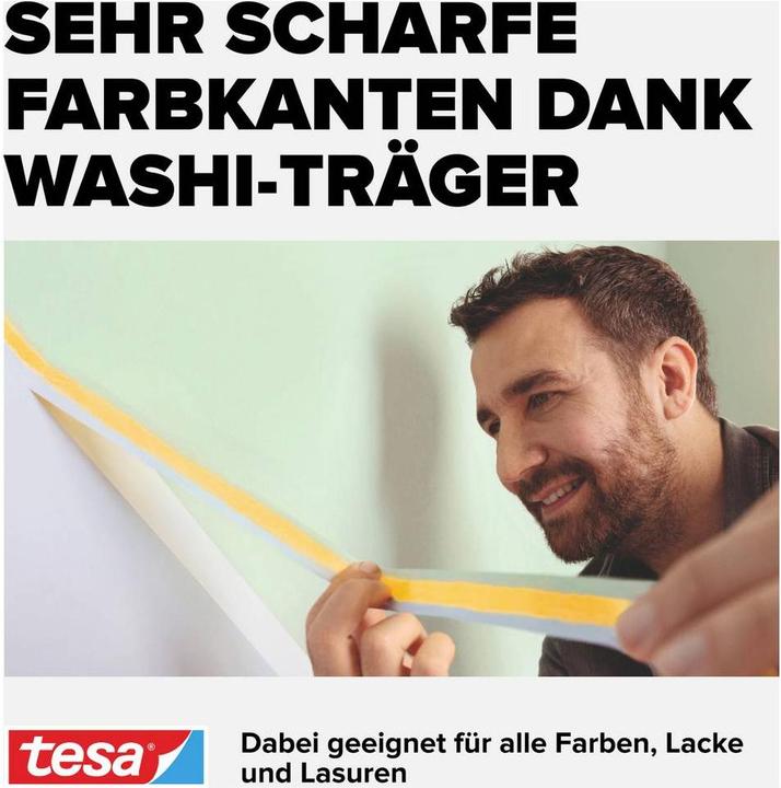 Produktbild tesa Malerkrepp Perfect+, Abdeckklebeband für präzises Abkleben im Innenbereich (30 mm)
