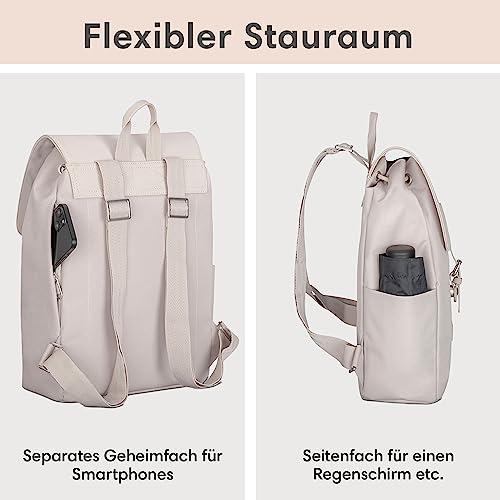 Produktbild Only-Bags.Store Rucksack Klein Beige - Ida - Kleiner rucksack für Freizeit, Uni oder City - Mit Laptop Fach (bis 13 (10 l)